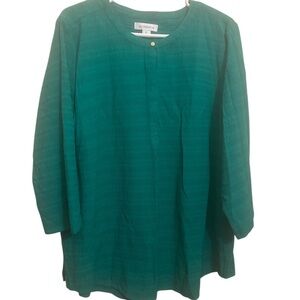 Liz Claiborne Turquoise Button-Accent Top